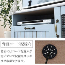 画像をギャラリービューアに読み込む, テレビ台 ブルー カントリー調 32インチ 32型対応 幅80cm 高さ40 棚付き 扉付き コンパクト