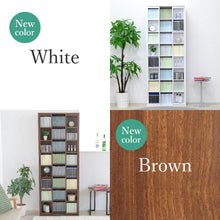 画像をギャラリービューアに読み込む, スライド本棚 スライド式本棚 スリム 本棚 漫画 幅70 高さ180cm コミック 奥深 縦長 木製 文庫 スライド2列 2連 2列