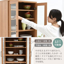 画像をギャラリービューアに読み込む, 食器棚 スリム 北欧 幅60 引き出し 60幅 ガラス戸 高さ180 奥行40 モダン ガラス扉 NO-475