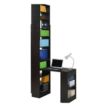 画像をギャラリービューアに読み込む, 突っ張り 机 本棚 付き 収納付き デスク 天板サイズ100 天井まで つっぱり 壁面本棚デスク デスクと本棚兼用