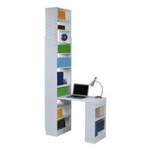 画像をギャラリービューアに読み込む, 突っ張り 机 本棚 付き 収納付き デスク 天板サイズ100 天井まで つっぱり 壁面本棚デスク デスクと本棚兼用