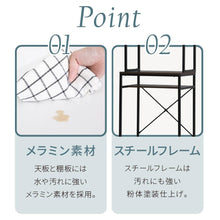 画像をギャラリービューアに読み込む, ゴミ箱上ラック キッチン 収納 ゴミ箱収納 幅63 奥行40 高さ170 レンジ台 炊飯器 扉付 ホワイト ブラウン NO-672