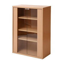 画像をギャラリービューアに読み込む, ガラスキャビネット 木製 幅60 高さ90 奥行29 薄型 ミニ 棚板3枚付き