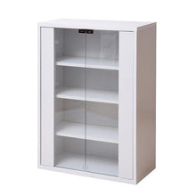画像をギャラリービューアに読み込む, ガラスキャビネット 木製 幅60 高さ90 奥行29 薄型 ミニ 棚板3枚付き