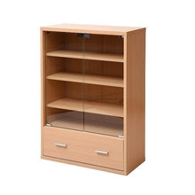 画像をギャラリービューアに読み込む, ガラスキャビネット 引き出し 幅60 高さ90 奥行29cm 木製 スリム 小型 薄型