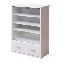 画像をギャラリービューアに読み込む, ガラスキャビネット 引き出し 幅60 高さ90 奥行29cm 木製 スリム 小型 薄型