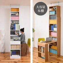 画像をギャラリービューアに読み込む, 突っ張り 机 本棚 付き 収納付き デスク 天板サイズ100 天井まで つっぱり 壁面本棚デスク デスクと本棚兼用